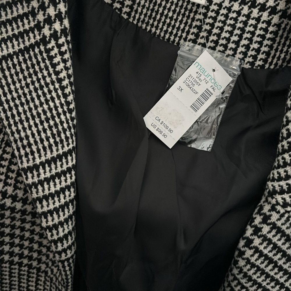 Womens Plus Size Maurice’s PeaCoat, 3X, Houndstooth - Picture 8 of 10